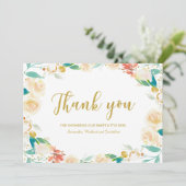 Couronne de fleurs de pêche Merci Baby Shower (Debout devant)