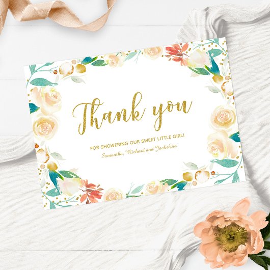 Couronne de fleurs de pêche Merci Baby Shower