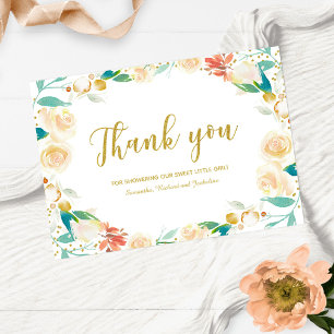 Couronne de fleurs de pêche Merci Baby Shower