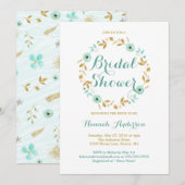 Couronne de fleurs en or menthe Invitation de douc (Devant / Derrière)