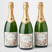 couronne de fleurs étiquette de bouteille de champ (Bouteilles)