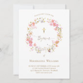 couronne de fleurs | Invitation au baptême (Devant)