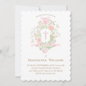 couronne de fleurs | Invitation de baptême (Devant)