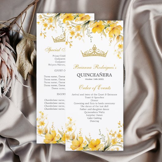 Couronne de fleurs jaune doré pour programme de Qu