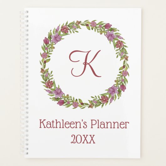 Couronne de fleurs rose et verte avec monogramme p (Devant)