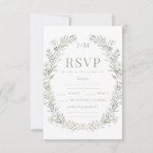 Couronne de fleurs vertes mariage rustique cartes (Devant)