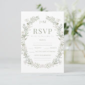 Couronne de fleurs vertes mariage rustique cartes (Debout devant)