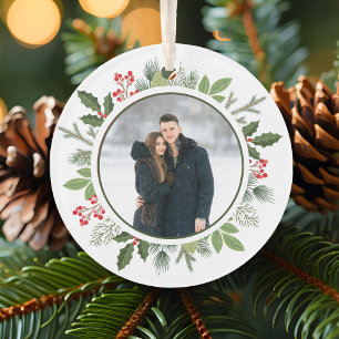 Couronne de houx chic 2 faces Photo de couple Noël
