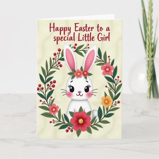 Couronne de Lapin Mignon Carte de Printemps (Devant)