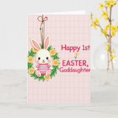 Couronne de lapin rayée Carte de Pâques (Fleur jaune)