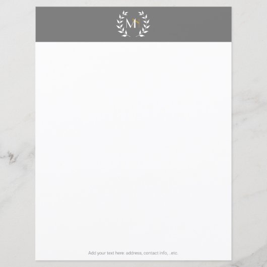 Couronne de laurier à monogramme Papier Gris (Devant)