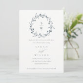 Couronne de laurier floral monogramme invitation d (Debout devant)