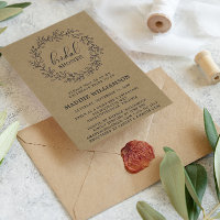 Couronne de laurier rustique kraft invitation pour