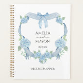 Couronne de mariage à l'aquarelle Hydrangea bleue (Devant)