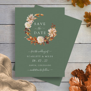 Couronne de mariage automnal Save The Date Sage