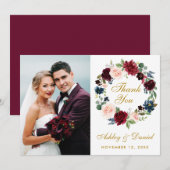 Couronne de mariage bleu burgundy floral Merci B e (Devant / Derrière)