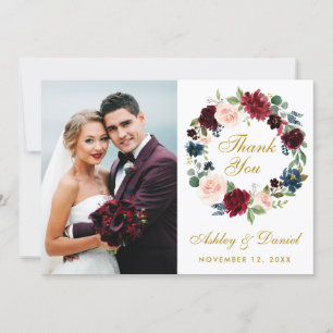 Couronne de mariage bleu burgundy floral or Merci
