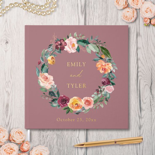 Couronne de mariage de fleurs de rose d'automne