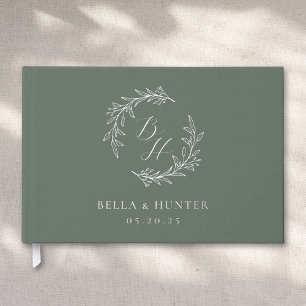 Couronne de mariage élégante sauge et monogramme a