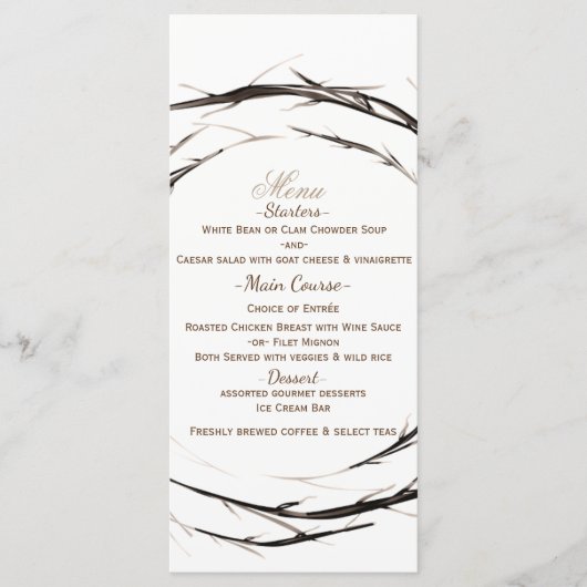 Couronne de mariage Menu Bâtons rustiques Branches (Devant)