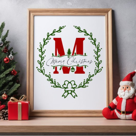 Couronne de monogramme de Joyeux Noël décoration m