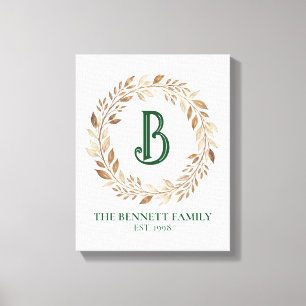 Couronne de monogramme en toile de feuilles d'or F