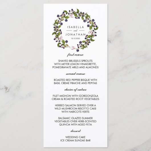 Couronne de myrtille | Menu de mariage (Devant)
