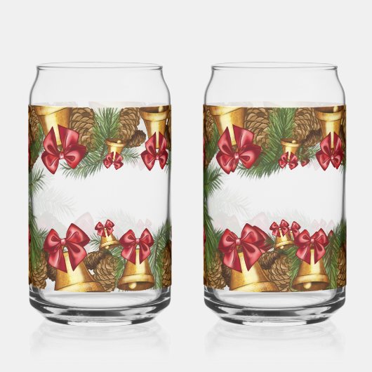 Couronne de Noël avec cloches dorées et rubans rou (Recto)