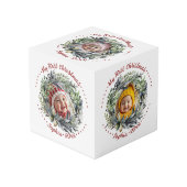 Couronne de Noël avec cube photo verdoyant (Angle devant)