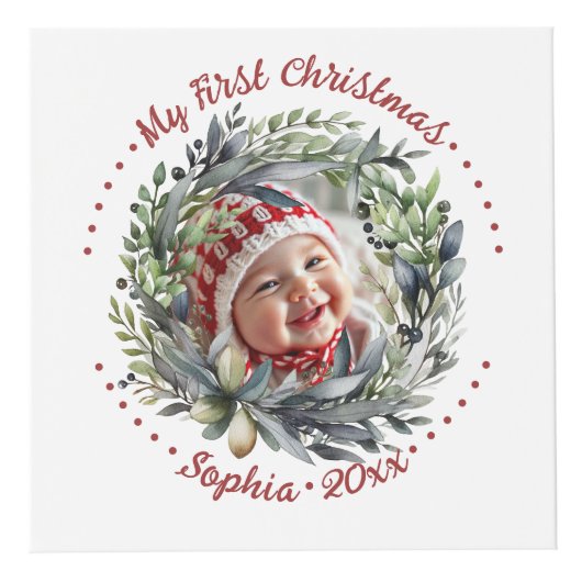 Couronne de Noël avec cube photo verdoyant (Devant)