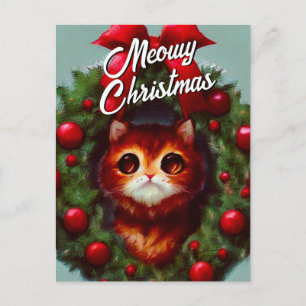 Couronne de Noël avec un chaton mignon - Carte de