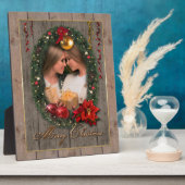 Couronne de Noël avec votre plaque photo (Côté)