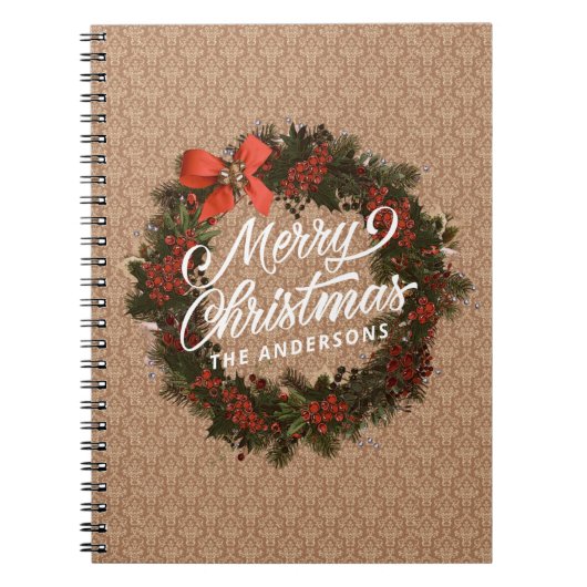 Couronne de Noël élégante personnalisée | Cahier (Devant)