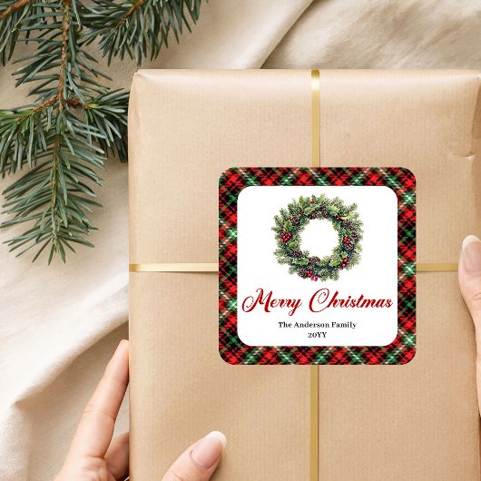 Couronne de Noël en pin classique Autocollant pers