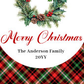 Couronne de Noël en pin rustique étiquette personn