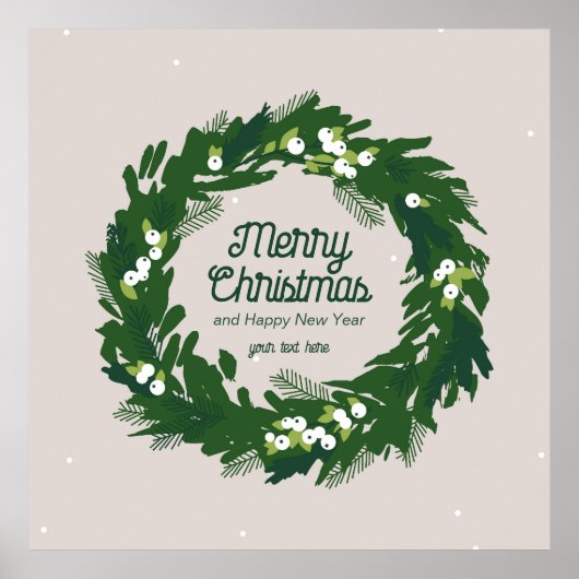 Couronne de Noël en vert. Affiches (Devant)