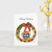 Couronne de Noël et carte de voeux Shih Tzu (Fleur jaune)