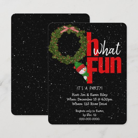 Couronne de Noël et invitation de fête de bonhomme (Devant / Derrière)
