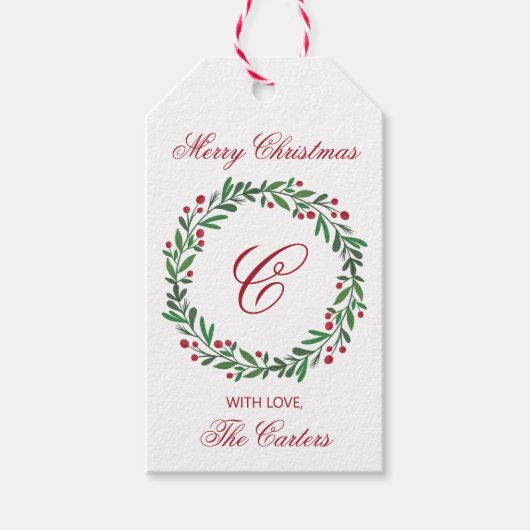 Couronne de Noël Étiquette Cadeau (Devant)