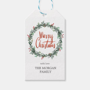 Couronne de Noël Étiquette cadeau de vacances