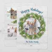 Couronne de Noël Evergreen et Coquillages Carte de (Devant / Derrière)