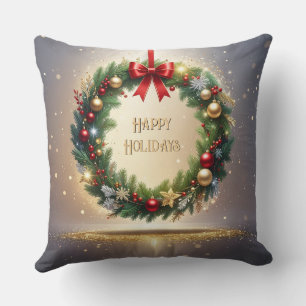 Couronne de Noël festive Coussin de jeté de Noël