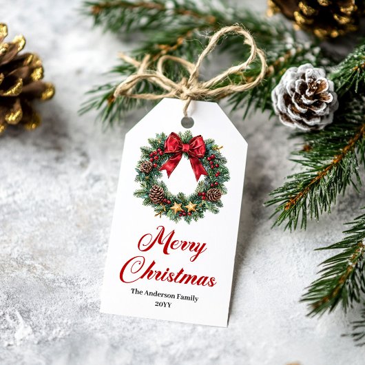 Couronne de Noël festive Étiquette de vacances mod
