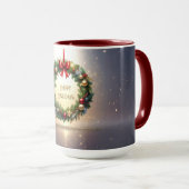 Couronne de Noël festive Mug de vacances (Devant droit)