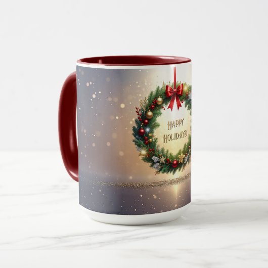 Couronne de Noël festive Mug de vacances (Devant gauche)