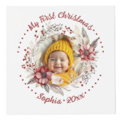 Couronne de Noël, fleurs rouges, baies photo cube (Droite)