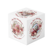 Couronne de Noël, fleurs rouges, baies photo cube (Angle arrière)