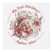 Couronne de Noël, fleurs rouges, baies photo cube (Devant)