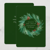 Couronne de Noël Paix sur Terre Carte Plate de Fêt (Devant / Derrière)