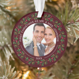 Couronne de Noël Premier Noël en tant que M. et Mm